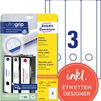 AVERY Zweckform Rückenschilder ultragrip L4759-25, weiß, breit/lang, 61x297mm, selbstklebend, permanent  4004182047590 AVERY Zweckform 90 Stück