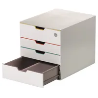 DURABLE Schubladenbox VARICOLOR® MIX SAFE  weiß mit bunten Farblinien 762627, DIN A4 mit 4 Schubladen, 1 St.