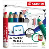 Stabilo Boardmarker MARKdry, 648/4, Etui, 4-farbig sortiert, 1-10mm Rundspitze 4006381582520 Stabilo 4 Stück