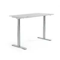 Soennecken Sitz-Steh-Schreibtisch FLEX MODUL, elektrisch höhenverstellbar, 60,5-125,5cm (H), 120x80cm (BxT), rechteckig, lichtgrau / alusil