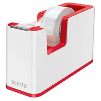 Leitz Klebebandabroller WOW Duo Colour 5364-10-26, für Klebebänder bis 19mm x 33m, weiß/rot 4002432135462 Leitz