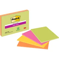 Post-it Haftnotizen 6445-4SS, Super Sticky Meeting Notes, 149x98mm, 4-farbig sortiert, rechteckig 0051131849686 Post-it 4 Stück