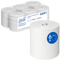 Scott Rollenhandtücher ESSENTIALT 6691, Außenabrollung, 1-lagig, weiß, Airflex 5033848036943 Scott 6 Stück