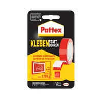 Pattex Kleben Statt Bohren Klebeband, Extra Starkes Doppelseitiges Klebeband, Doppelklebeband FüR Montagearbeiten Innen & AußEn, Wandbefestigung Ohne Bohren, 19Mm X 1,5M-image