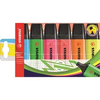 Stabilo Textmarker-Set BOSS ORIGINAL, 70/6, Etui, 6-farbig sortiert, 2-5mm Keilspitze 4006381215701 Stabilo 6 Stück