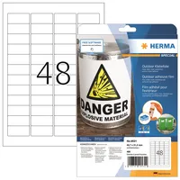 HERMA Wetterfeste Outdoor-Folienetiketten A4, 45,7 x 21,2 mm, weiß, extrem stark haftend, dehnfähig