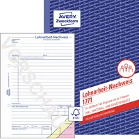 AVERY Zweckform Lohnarbeitsnachweise 1771 inkl. Material- und Geräteeinsatz, A5, 3x 40 Blatt 4004182017715 AVERY Zweckform