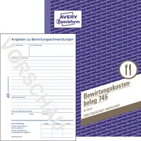 AVERY Zweckform Bewirtungskostenbeleg Formularbuch 745 - 1 x 50 Blatt