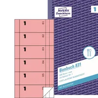 5 x Avery Zweckform Bonbuch 105x198mm 2x50 Blatt 300 Abrisse rosa
