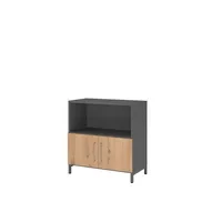 Hammerbacher Regalschrank FlexWall VFW28T1KUGRBS, nein, 2 OH, grafit/asteiche, 80x82,8x41,7cm (BxHxT) 4032062307502 Hammerbacher 2 Stück