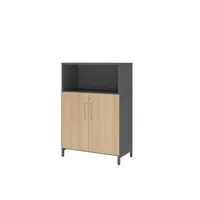 Hammerbacher Regalschrank FlexWall VFW38T2KUGEBS, abschließbar, 3 OH, grafit/eiche, 80x118x41,7cm (BxHxT) 4032062307632 Hammerbacher 3 Stück