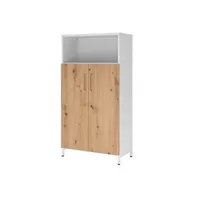 Hammerbacher Regalschrank FlexWall VFW48T3KUWRBS, abschließbar, 4 OH, weiß/eiche, 80x153,2x41,7cm (BxHxT) 4032062307830 Hammerbacher 4 Stück
