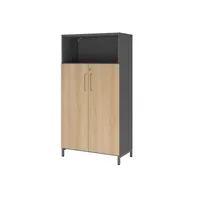 Hammerbacher Regalschrank FlexWall VFW48T3KUGEBS, abschließbar, 4 OH, grafit/eiche, 80x153,2x41,7cm (BxHxT) 4032062307878 Hammerbacher 4 Stück