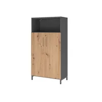Hammerbacher Regalschrank FlexWall VFW48T3KUGRBS, abschließbar, 4 OH, grafit/asteiche, 80x153,2x41,7cm (BxHxT) 4032062307861 Hammerbacher 4 Stück