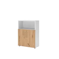 Hammerbacher Regalschrank FlexWall VFW38T2KG/W/R/BS, abschließbar, 3 OH, weiß/asteiche, 80x109,8x40cm (BxHxT) 4032062307533 Hammerbacher 3 Stück