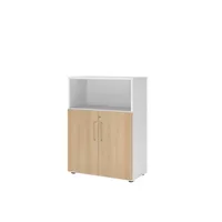 Hammerbacher Regalschrank FlexWall VFW38T2KG/W/E/BS, abschließbar, 3 OH, weiß/eiche, 80x109,8x40cm (BxHxT) 4032062307540 Hammerbacher 3 Stück
