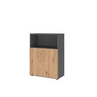 Hammerbacher Regalschrank FlexWall VFW38T2KG/G/R/BS, abschließbar, 3 OH, grafit/asteiche, 80x109,8x40cm (BxHxT) 4032062307564 Hammerbacher 3 Stück