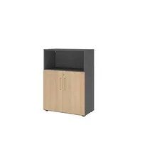 Hammerbacher Regalschrank FlexWall VFW38T2KG/G/E/BS, abschließbar, 3 OH, grafit/eiche, 80x109,8x40cm (BxHxT) 4032062307571 Hammerbacher 3 Stück