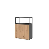 Hammerbacher Regalschrank FlexWall VFW38T2RG/G/R/BS, abschließbar, 3 OH, grafit/asteiche, 80x109,8x40cm (BxHxT) 4032062307687 Hammerbacher 3 Stück