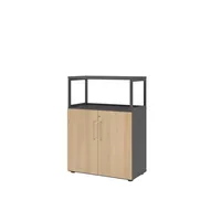 Hammerbacher Regalschrank FlexWall VFW38T2RG/G/E/BS, abschließbar, 3 OH, grafit/eiche, 80x109,8x40cm (BxHxT) 4032062307694 Hammerbacher 3 Stück