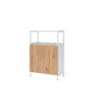 Hammerbacher Regalschrank FlexWall VFW38T2RUWRBS, abschließbar, 3 OH, weiß/asteiche, 80x118x41,7cm (BxHxT) 4032062307717 Hammerbacher 3 Stück