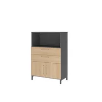 Hammerbacher Regalschrank FlexWall VFW38K1KUGEBS, nein, 2 OH, graphit/eiche, 80x118x41,7cm (BxHxT) 4032062308110 Hammerbacher 4 Stück