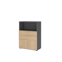 Hammerbacher Regalschrank FlexWall VFW38K1KG/G/E/BS, nein, 2 OH, grafit/eiche, 80x109,8x40cm (BxHxT) 4032062308059 Hammerbacher 4 Stück