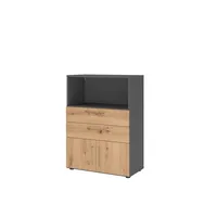 Hammerbacher Regalschrank FlexWall VFW38K1KG/G/R/BS, nein, 2 OH, grafit/asteiche, 80x109,8x40cm (BxHxT) 4032062308042 Hammerbacher 4 Stück