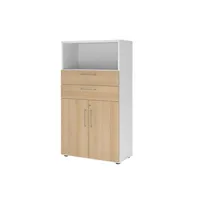 Hammerbacher Regalschrank FlexWall VFW48K2KG/W/E/BS, abschließbar, 3 OH, weiß/eiche, 80x145x40cm (BxHxT) 4032062308264 Hammerbacher 5 Stück
