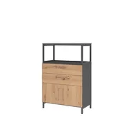 Hammerbacher Regalschrank FlexWall VFW38K1RUGRBS, nein, 2 OH, grafit/asteiche, 80x118x41,7cm (BxHxT) 4032062308226 Hammerbacher 4 Stück