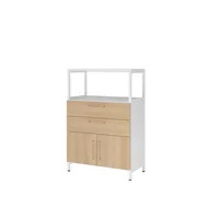 Hammerbacher Regalschrank FlexWall VFW38K1RUWEBS, nein, 2 OH, weiß/eiche, 80x118x41,7cm (BxHxT) 4032062308172 Hammerbacher 4 Stück