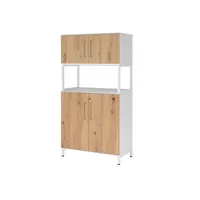 Hammerbacher Regalschrank FlexWall VFW48K5RUWRBS, abschließbar, 4 OH, weiß/eiche, 80x153,2x41,7cm (BxHxT) 4032062308431 Hammerbacher 5 Stück