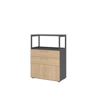 Hammerbacher Regalschrank FlexWall VFW38K1RG/G/E/BS, nein, 2 OH, grafit/eiche, 80x109,8x40cm (BxHxT) 4032062308202 Hammerbacher 4 Stück