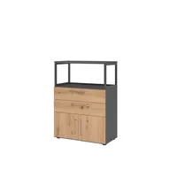 Hammerbacher Regalschrank FlexWall VFW38K1RG/G/R/BS, nein, 2 OH, grafit/asteiche, 80x109,8x40cm (BxHxT) 4032062308196 Hammerbacher 4 Stück