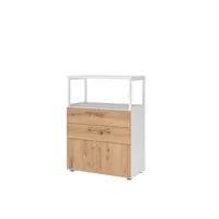 Hammerbacher Regalschrank FlexWall VFW38K1RG/W/R/BS, nein, 2 OH, weiß/asteiche, 80x109,8x40cm (BxHxT) 4032062308134 Hammerbacher 4 Stück