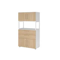 Hammerbacher Regalschrank FlexWall VFW48K7RGWEBS, nein, 3 OH, weiß/eiche, 80x145,2x41,7cm (BxHxT) 4032062308509 Hammerbacher 5 Stück