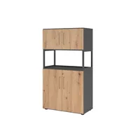 Hammerbacher Regalschrank FlexWall VFW48K5RG/G/R/BS, abschließbar, 4 OH, grafit/asteiche, 80x145x40cm (BxHxT) 4032062308400 Hammerbacher 5 Stück