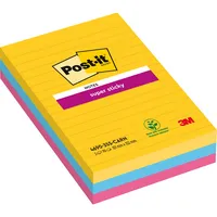Post-it Haftnotizen 4690-S3R, Super Sticky, 101x152mm, gelb/blau/pink, liniert, rechteckig 0051141998848 Post-it 3 Stück
