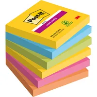Post-it Haftnotizen 6546SR, Super Sticky Rio de Janeiro, 76x76mm, 5-farbig sortiert, quadratisch 0051141400679 Post-it 6 Stück