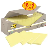 Post-it Haftnotizen 654-RYP24, Recycling Notes, 76x76mm, gelb, quadratisch 4054596723252 Post-it 24 Stück
