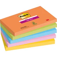 Post-it Haftnotizen 6555SSBOOS, Super Sticky Notes Bangkok Collection, 76x127mm, boost-Collection (vitalorange/limonengrün/paradiseblau/ 5 Stück