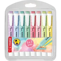 Stabilo Textmarker swing cool Pastel, D275/8-08, Etui, 8-farbig sortiert, 1+4mm Keilspitze 4006381614092 Stabilo 8 Stück