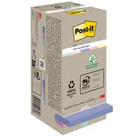 Post-it Haftnotizen 654-1RPT, Recycling Notes Tower Pastell Rainbow, 76x76mm, je 4 x mint/rosa/je 3 x hellblau/flamingopink/2 x gelb, qu 16 Stück