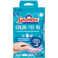 Spontex Einweghandschuhe ColorMix, Nitril, lebensmittelecht, blau/weiß/lila, Größe 8 / M, 3384129791580 Spontex 40 Stück