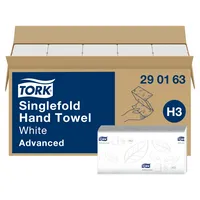 Tork Falthandtücher H3 Soft Advanced 290163, 24,8x23cm, 2-lagig, Zickzack (V-Falz), weiß, Recycling-Tissue 7322540542660 Tork 3750 Stück