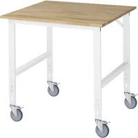 RAU GmbH RAU Arbeitstisch 1000x1000x910-1230 fahrbar B-Platte 25mm l.gr 4040376429896 RAU GmbH