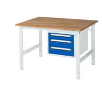 RAU GmbH RAU Arbeitstisch 1250x1000x910-1230 3xSchub B-Platte 25mm l.gre.bl 4040376425645 RAU GmbH