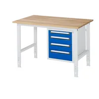 RAU GmbH RAU Arbeitstisch 1250x800x760-1080 4xSchub B-Platte 25mm l.gre.bl 4040376237583 RAU GmbH
