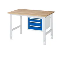 RAU GmbH RAU Arbeitstisch 1250x800x760-1080 3xSchub B-Platte 25mm l.gre.bl 4040376205643 RAU GmbH
