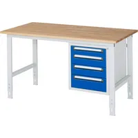 RAU GmbH RAU Arbeitstisch 1500x800x760-1080 4xSchub B-Platte 25mm l.gre.bl 4040376237774 RAU GmbH